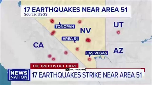 Area 51 lit up like a Christmas Tree 🎄Within the last 24 hours, there have been 17 earthquakes near Area 51 since President Trump’s remarks on UFO’sDrop a 🐸 if you knowhttps://t.co/tOeBSjweAU