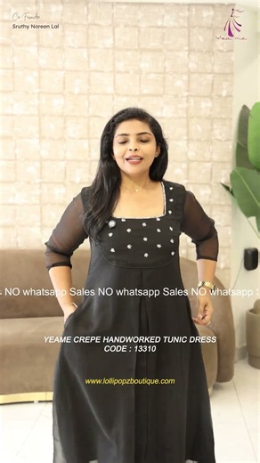 YeaMe Crepe Handworked Tunic Dress , Code 13310