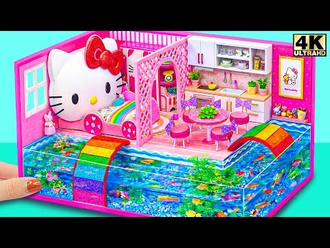 Amazing Make Hello Kitty House with Water Slide and Rainbow Aquarium 🌈🐠 | DIY Miniature House