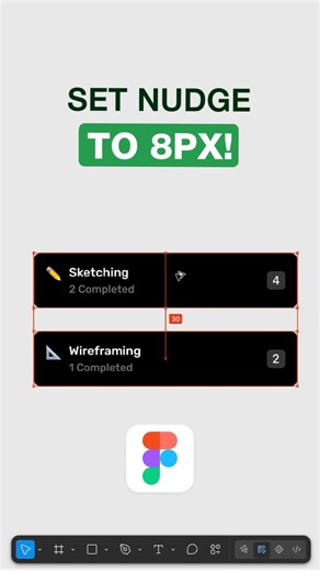 How to Set Nudge to 8px in Figma ⚡ | Figma Tips & Tricks #figma