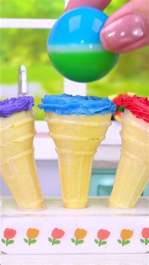 Mini Ice Cream with Jelly Ball🌈 Tiny Dessert ASMR | Satisfying Miniature Sweets #shorts #asmr #mini