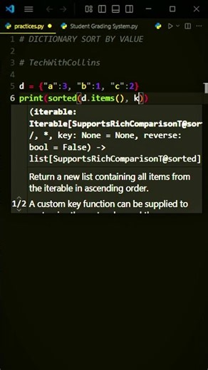 Sort Values in Python Dictionaries 📊🐍 #python #coding #programming #pythoncoding