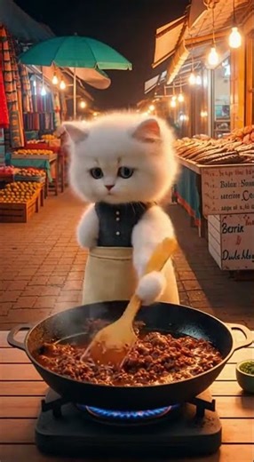 Street Food: A Super Fluffy Kitten selling Meat Pie (Australian/NZ Savory Pie) at Dakar Sandaga Ma