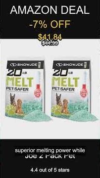 Snow Joe Pet-Safer Ice Melt 2 Pack 20 Pounds Long-Lasting Safe for Concrete and Sidewalks
