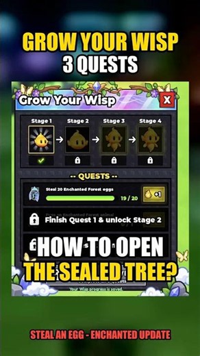 How to Open the SEALED TREE 🌀 Wisp Quest Guide | Steal an Egg #roblox #stealanegg