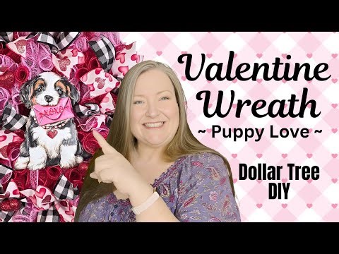 How to Make a Valentine’s Day Deco Mesh Wreath Step‑by‑Step ~ Puppy Love