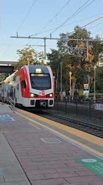 Caltrain Local Service #104 Arriving At Menlo Park On A Fresh Morning