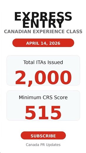 🍁 Express Entry Draw April 14, 20 | CRS 515 | 2,000 Invitations | Canadian Experience Class