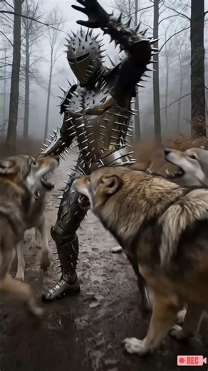 Wolves Attack Spiked Man 🐺⚔️ A Battle Like No Other! 😱 #shorts #animals