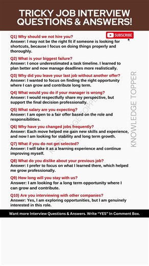 10 Tricky Interview Questions and Answers