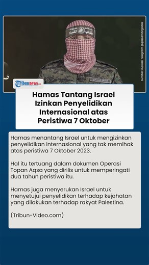 Bantah Tuduhan IDF, Hamas Tantang Israel Izinkan Penyelidikan Internasional atas Peristiwa 7 Oktober