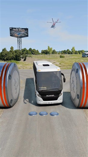 Long Colourful City Buses & Emoji Car vs Hydraulic Crush - BeamNG.Drive #shorts #beamngdrive