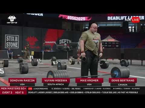 Old man deadlifts at the strongman world finals