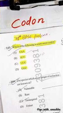 CODON🧬 Sense Codon & Nonsense Codon 🧫#genetics #biology #science #bpsc #upsc #explore #study #viral