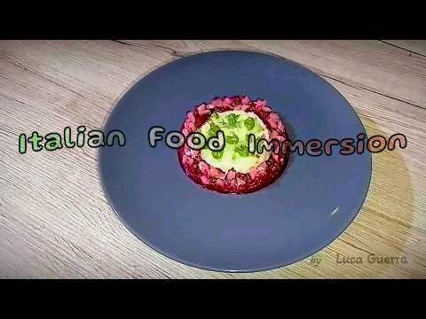 Beetroot Velouté with Pink Pepper, Cured Ham and Celeriac Purée with Basil
