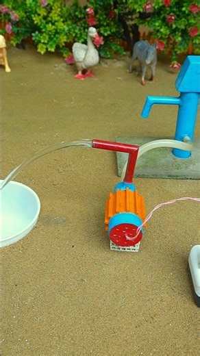 Mini hand pump project water with supply motor drinks rhino sheep farm #waterpump #shorts #768