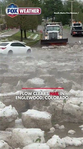 See It: Plow Clears Mounds Of Hail Off Street In Englewood, Colorado