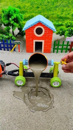 😱 Real Working Mini Tractor Making Cement Pillar | Amazing DIY Construction Machine 🚜 #shorts