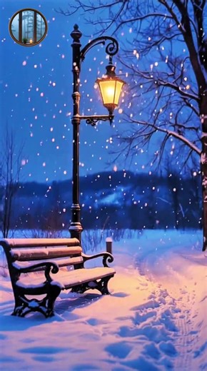 Lonely streetlamp in the snow ❄️ winter night & falling snowflakes | 8k cinematic seamless loop