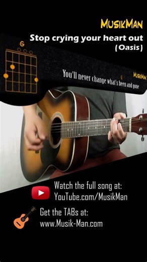Stop Crying Your Heart Out 💔 (Short Version) - Oasis / Guitar Cover / MusikMan