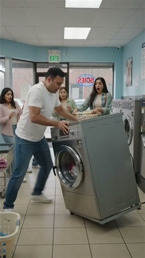 Oversized Jacket vs Washing Machine 😂 | #crazy Laundry Fail! #Shorts #husbandwife #funny #comedy