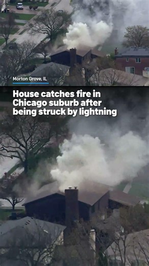 House catches fire in Chicago suburb after being struck by lightning