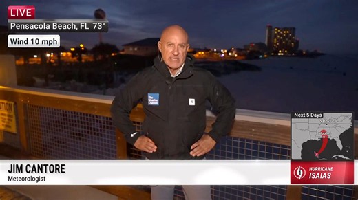Jim Cantore hunkers down in Pensacola Beach ahead of Hurricane Isaias