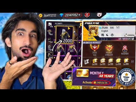 68 Years+ Monthly Membership😱Richest Player Of Free Fire Zisan Vai Yt
