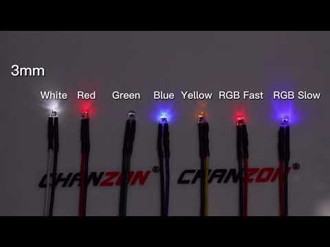 20Pcs 3mm LED Diode 12V White Red Green Blue Yellow RGB Fast Slow