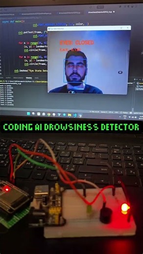 AI Drowsiness Detector using Python & OpenCV, built by Falah Digital Solutions.