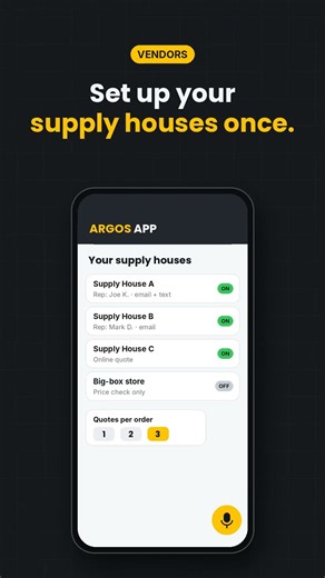 Argos App — One buy list, 3 quotes by AI