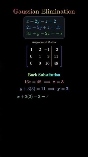 Gaussian Elimination Explained Step by Step | Solve 3 Linear Equations Easily #maths #algebra #yt