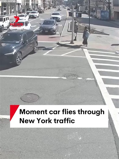 CCTV footage has captured the moment a car flew through traffic before crashing into scaffolding outside a Buffalo Wild Wings restaurant in White Plains, New York. According to local news, police said the only person in the vehicle was the driver, an 80-year-old man who is in stable condition. #car #carcrash #cctv #NewYork #worldnews