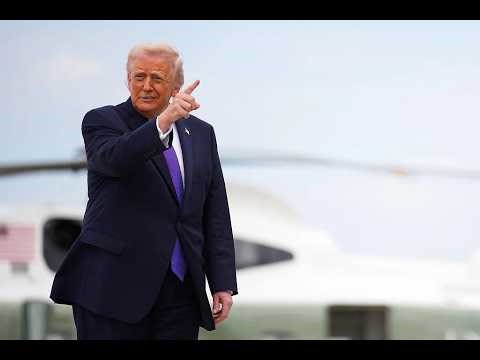 Trump Speaks to Press at the Palm Beach Airport En Route to Memphis
