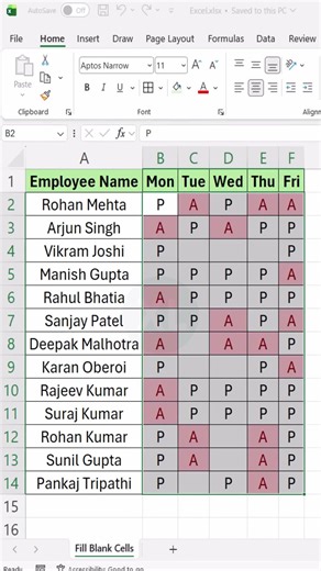Beginners Waste Time Pros Automate Attendance Tracking #excel #excelforbeginners #excelshortcuts