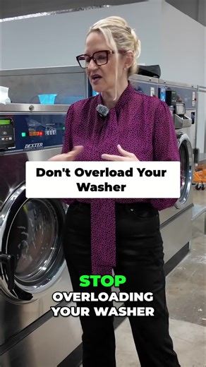 Stop overloading the washer! Overloaded machines don't rinse properly, trapping soap, sweat & bacteria. Stinky clothes? #LaundryTips #CleaningHacks #LaundryDay #CleanTok #laundromat #splashemoutlaundry