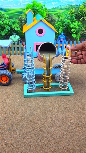 😱 Real Working Mini Tractor Making Cement Pillar | Amazing DIY Construction Machine 🚜 #shorts