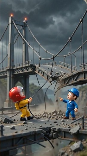 🌪️ Tiny bridge collapsing storm-hitGiant rope stabilises span