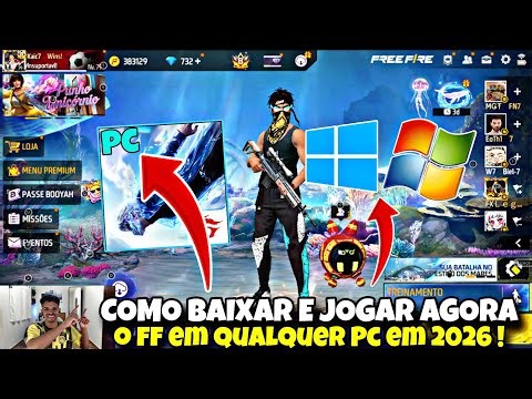 COMO BAIXAR FREE FIRE NO NOTEBOOK E PC FRACO NA NOVA ATUALIZAÇÃO ! MELHOR EMULADOR PRA PC FRACO 2026