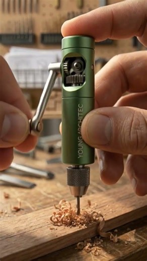 Mini Hand Crank Micro Drill – Precision Manual Wood Drilling Tool #minitools #woodworking #wood #diy
