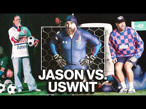 USWNT Legends Alex Morgan, Kelley O’Hara & Fans Challenge Jason Kelce To Stop Their Penalty Kicks