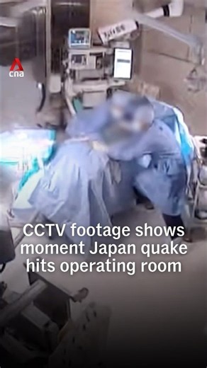 CCTV footage shows moment Japan quake hits operating room
