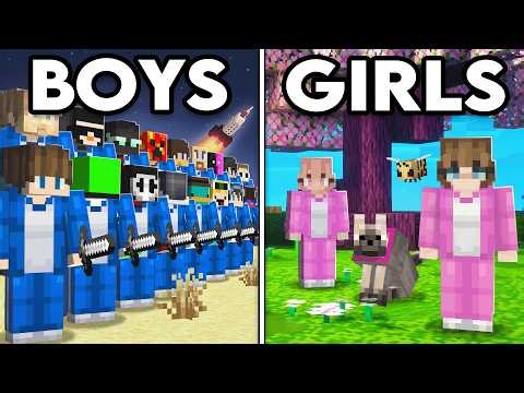 1000 Players Simulate Boys vs Girls Civilization in Minecraft!
