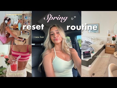 SPRING RESET🎧 cleaning, new hair, decluttering + prepping!