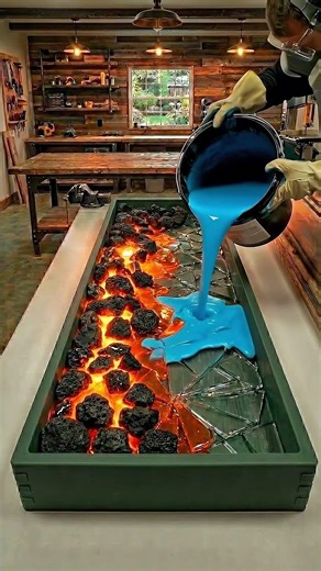 Making a Mind-Blowing FIRE & ICE Epoxy Resin Table! 🌋❄️