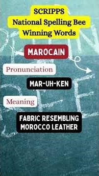 Scripps National Spelling Bee winning words from last 10 years - Middle schoolers