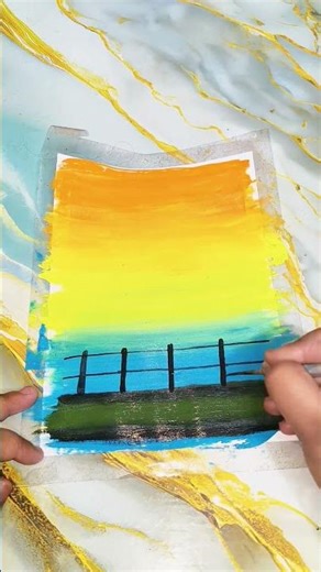 “Turning simple colors into a peaceful sunset 🌅✨ #ArtMagic”