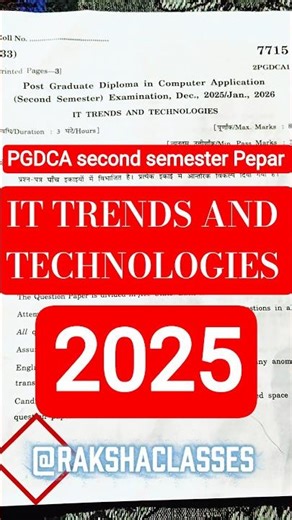 IT Trends & Technologies | PGDCA 2nd Sem Paper 2025 💻🔥#rakshaclasses