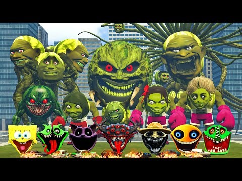 Ultimate Showdown Hungry Snake 6 Family vs Lin Gang Melon Monster Bosses Big City in Garry's Mod ?