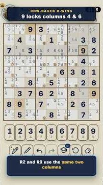 The advanced sudoku technique beginners must learn: X Wing tutorial #sudokutechnique #sudoku
